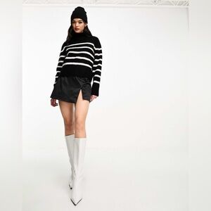 & Other Storie wool and merino sweater in black and white stripe